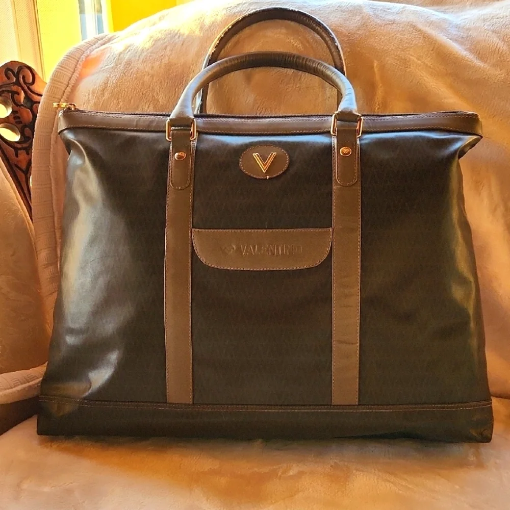 Valentino (MARIO) Brown Duffel Bag with‎ Structured Design